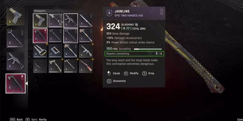 Hệ Thống Weapon Bị Giới Hạn Bởi Độ Bền