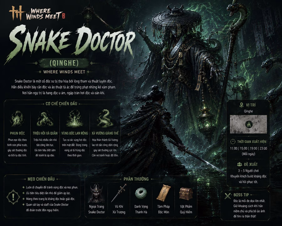 Where Winds Meet World Boss Snake Doctor - Qinghe
